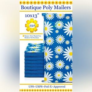 25ct~10x13”Daisy Flowers PolyMailer Bags⭐️Bonus~Free 25ct Thank You Stickers